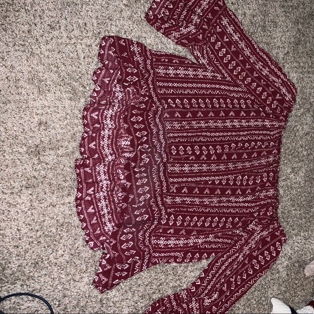 patterned off the shoulder top